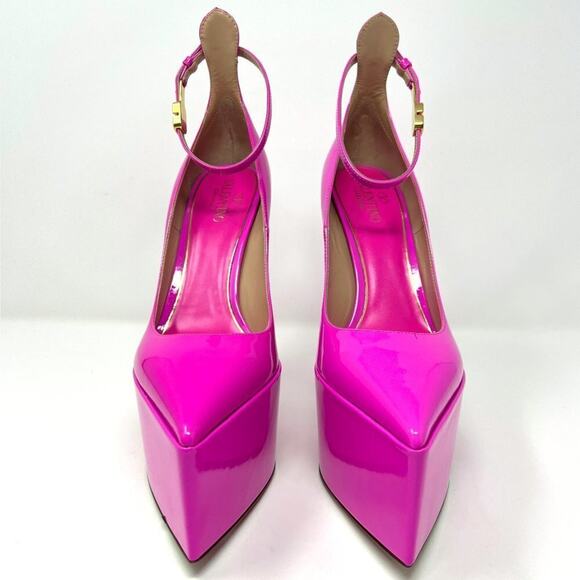Valentino Garavani Pink Patent Leather VLogo Platform Pumps Size 38 - Picture 5 of 12